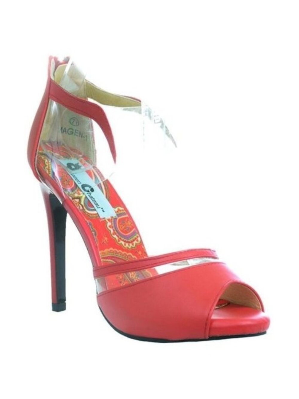 NEW Women's Red Pointed Toe Clear Ankle Strap Stiletto Pump Heel Sandal